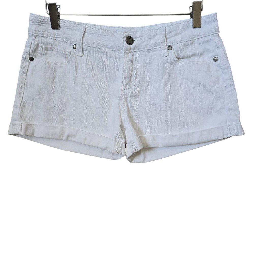 Paige Rolled Cuff White Denim Jean Shorts